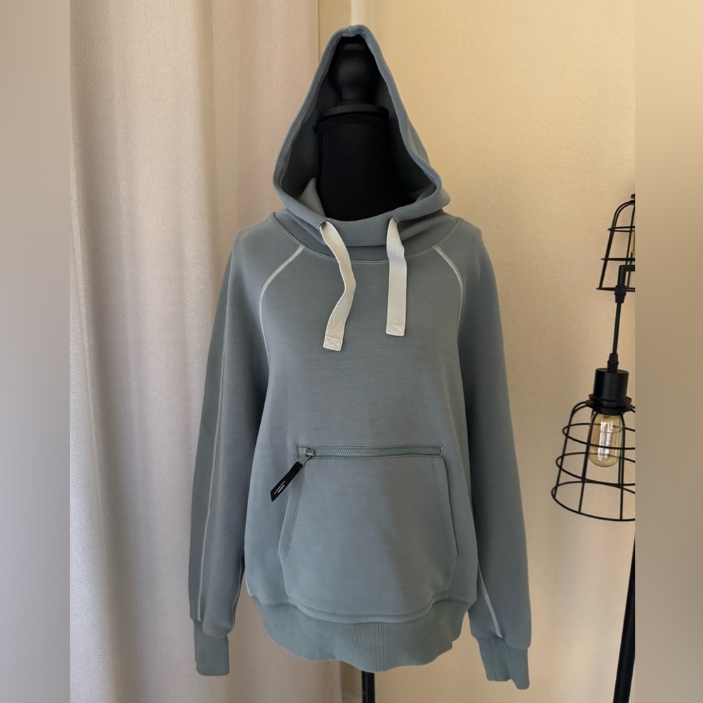 Athleta x Allyson Felix Sage Green Hoodie Small Zip Pocket Athleisure Pullover - Picture 5 of 11